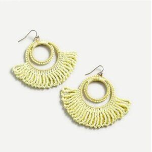 NEW J. Crew Loopy Loop Beaded Earrings in Vivid Yellow Dangle Boho